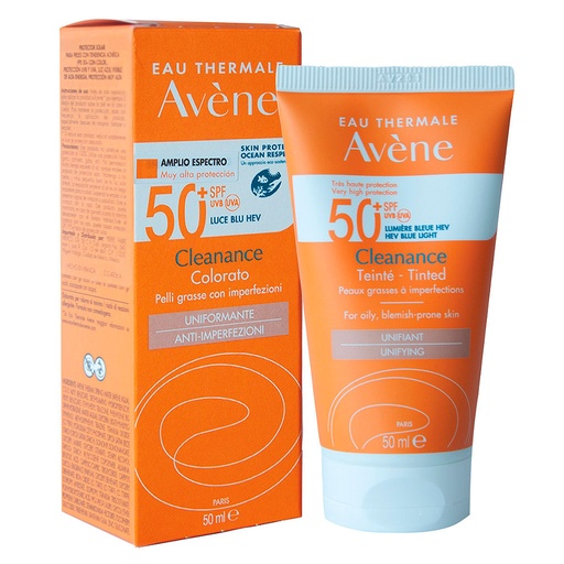 [3282770149562] Avène Cleanance con Color Bloqueador Rostro Matificante Antiacné Fps 50+ 50 mL Pierre Fabre