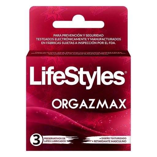 [7804918450697] LifeStyles Orgazmax 3 Preservativos con Retardante Texturados