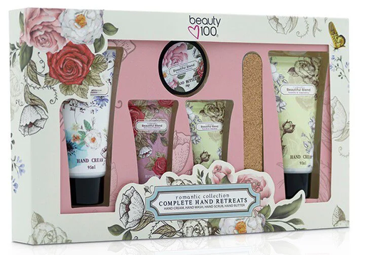 [7805633017691] Beauty 100 Estuche Romantic Tratamiento Manos - 2Cremas + Jabón + Exfoliante + Manteca + Lima