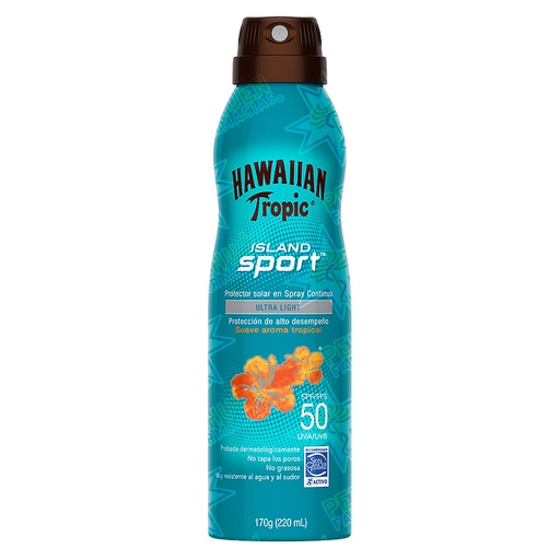 [075486091644] Hawaiian Tropic Island Sport Fps 50+ Bloqueador Spray Resistente Al Agua 220 mL