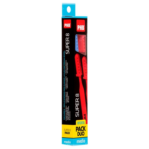 [7805163000088] PHB Super 8 Mediano Pack Duo 2 Cepillos de Dientes Dentaid