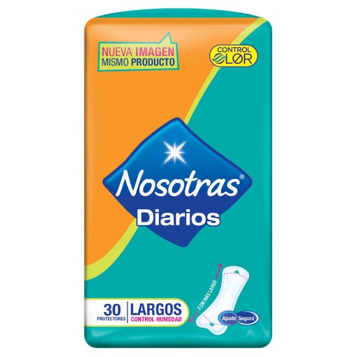 [7702026180904] Nosotras 30 Protectores Diarios Largo Tela Suave