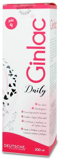 [7804625951227] Ginlac Daily Higiene Íntima Femenina pH4 200 mL Deutsche Pharma