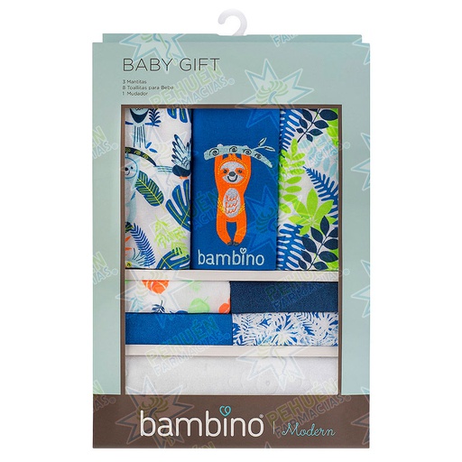 [7804995100607] Baby Gift 3 Mantitas + 8 Toallitas + 1 Mudador Celeste Bambino