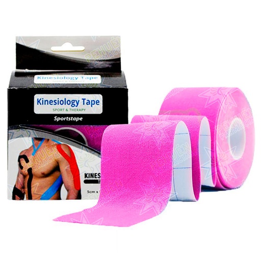[65674451] Kinesiology Tape Rosado/Fucsia Vendaje Neuromuscular Adhesivo 5 cm x 5 m Sport & Therapy