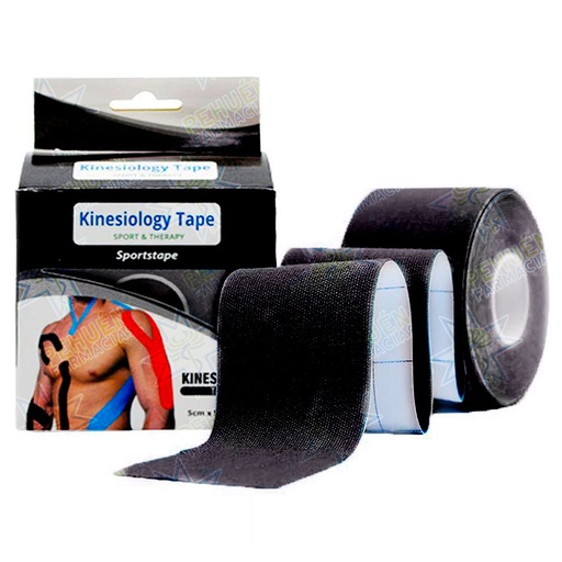 [80167624] Kinesiology Tape Negra Vendaje Neuromuscular Adhesivo 5 cm x 5 m Sport & Therapy
