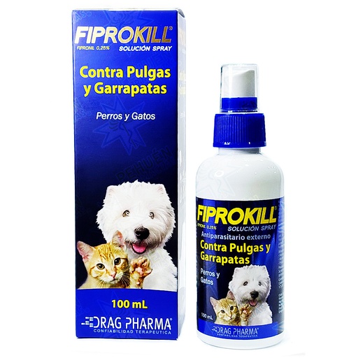 [7800006005794] Fiprokill Gato/Perro 0,25 % Solución Spray 100 mL Drag Pharma