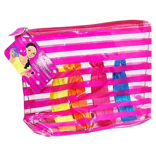 [1041838881118] Cosmetiquero Fucsia + Brocha Retractil + 8 Colets
