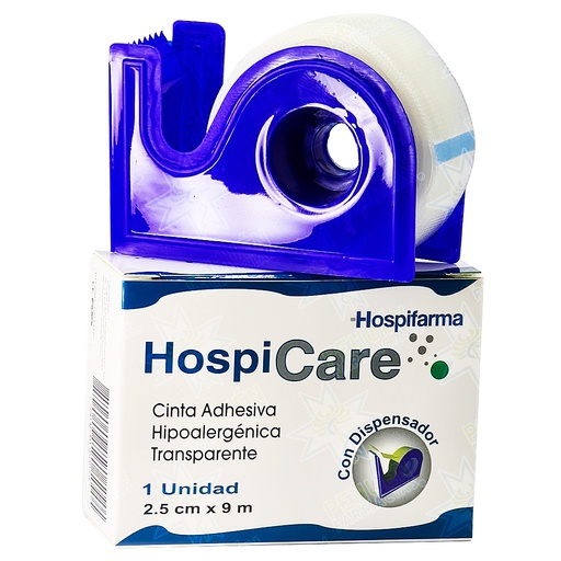 [07804640560954] Hospicare Cinta Adhesiva Tipo Plástico 2,5 cm x 9 m Hospifarma