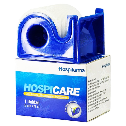 [07804640560978] Hospicare Cinta Adhesiva Tipo Plástico 5 cm x 9 m Hospifarma