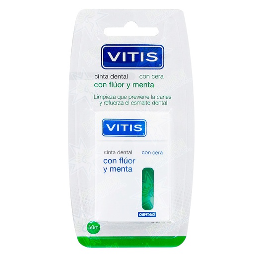[8427426044739] Vitis Cinta Dental con Cera Flúor y Menta 50 m Dentaid