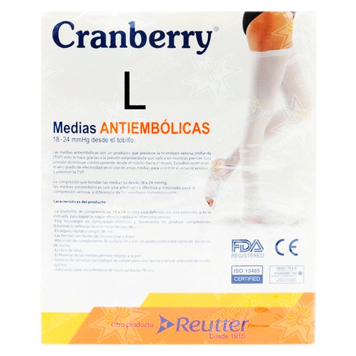 [7806130010383] Medias Antiembólicas Talla L Reutter Cranberry