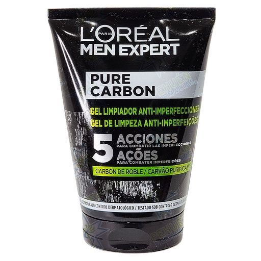 [3600523708055] Men Expert Pure Carbon Gel Limpieza Anti-Imperfecciones 5 Acciones 100 mL L'oreal