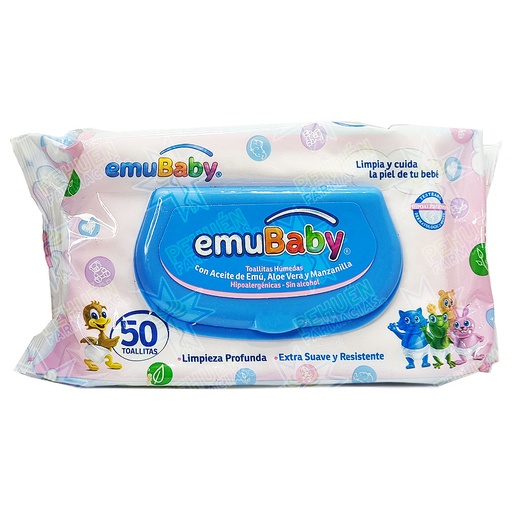 [7804603540900] Emubaby 50 Toallitas Húmedas Emuchile