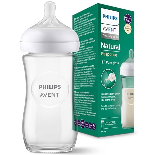 [8720689006996] Avent Natural Response Mamadera de Vidrio 1m+ 240 mL Philips