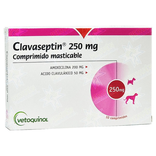 [3605874594494] Clavaseptin Perros 250 (200/50) mg 10 Comprimidos Vetoquinol