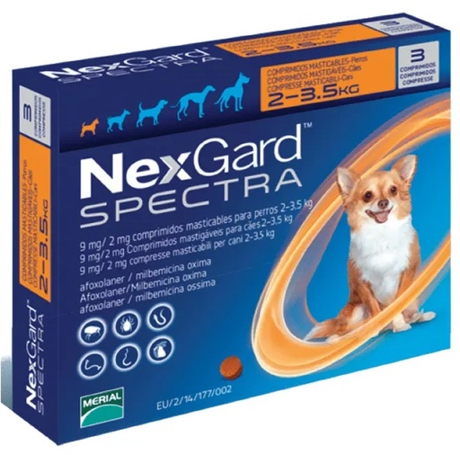 [7809599501959] Nexgard Spectra Perros 2 a 3,5 kg 3 Comprimidos Masticables Boehringer Ingelheim