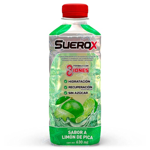 [7804651935581] Suerox 8 Iones Limón de Pica Bebida Hidratación 630 mL Genomma Lab