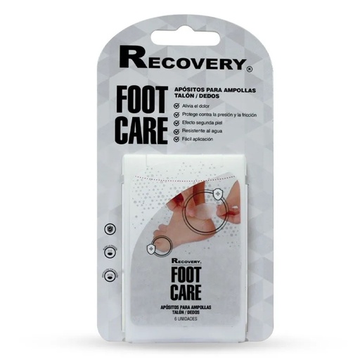 [7804656850223] Recovery Foot Care Apósito Hidrocoloide para Ampollas de Pies 2 Tamaños 6 Unidades