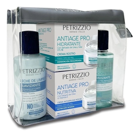 [7804907904156] Petrizzio Pack Crema Hidratante + Crema Nutritiva + Leche de Limpieza + Loción Tónica