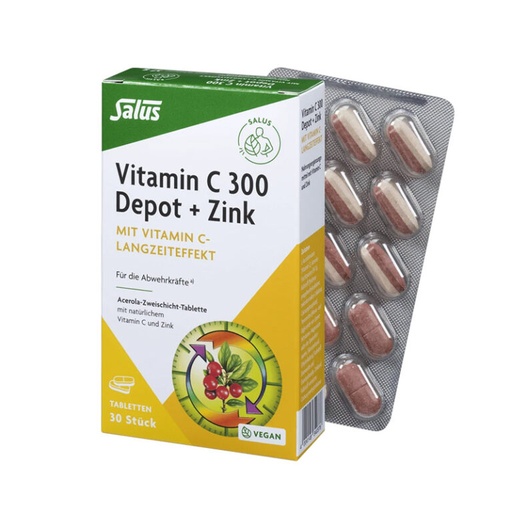 [4004148340376] Vitamina C 300 Depot + Zink 30 Comprimidos Vegan Salus