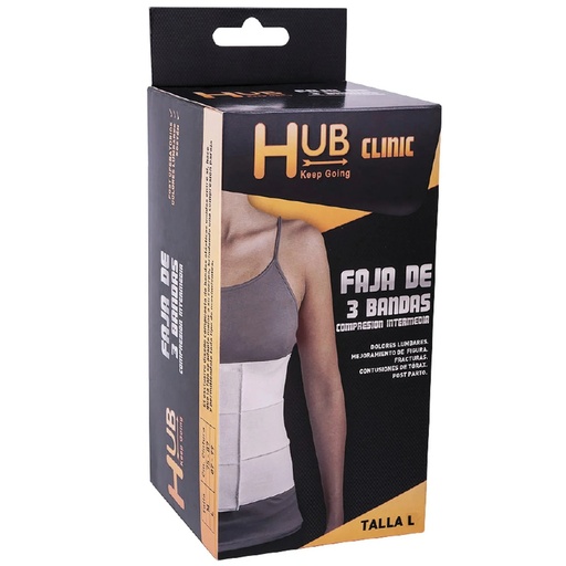 [7805633002253] Hub Clinic Faja de 3 Bandas Compresión Inmediata Talla L