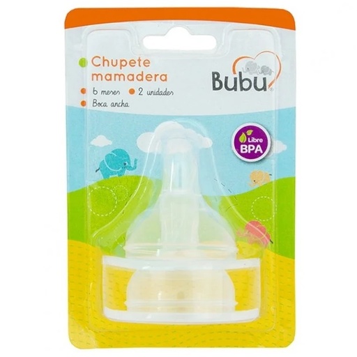 [7805633012627] Bubu 2 Tetinas de Repuesto Mamadera Boca Ancha 6 m+