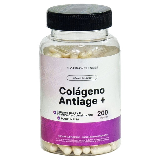 [9629951300321] Colágeno Antiage con Vit C y Q10 200 Cápsulas Florida Wellness