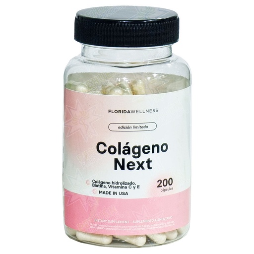 [9629951330632] Colágeno Next con Biotina, Vit C y Vit E 200 Cápsulas Florida Wellness