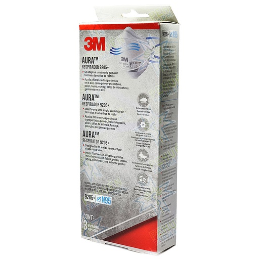 [051131224162] Aura 9205+ Mascarillas KN 95 3 Unidades 3M