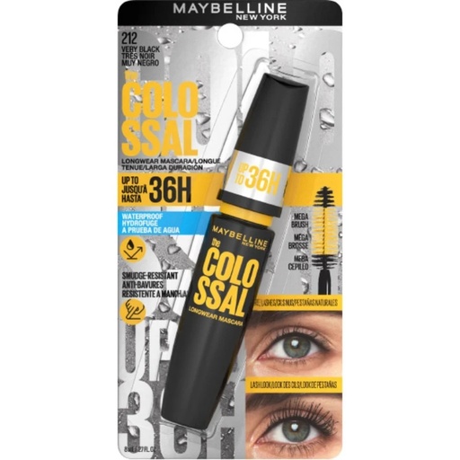 [041554065862] Maybelline The Colossal Longwear 36H Waterproof Negro Máscara de Pestañas 212 8 mL