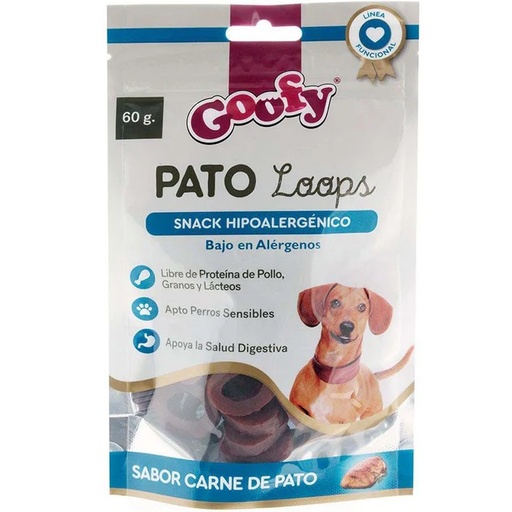 [7805505009175] Goofy Snack Hipoalergénico Pato Loops para Perros 60 g