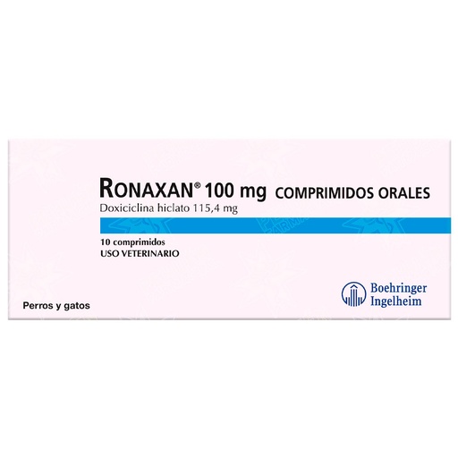 [7809599501614] Ronaxan 100 mg Gato/Perro 10 Comprimidos Boehringer Ingelheim