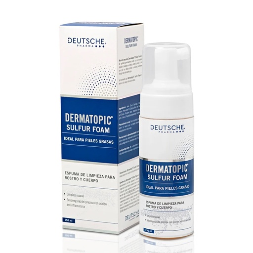 [7804625950602] Dermatopic Sulfur Foam Espuma de Limpieza Rostro y Cuerpo Piel Grasa 150 mL Deutsche Pharma