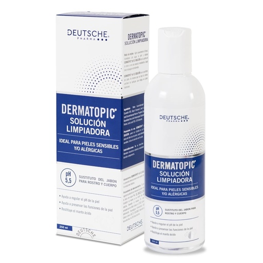[7804625950121] Dermatopic Solución Limpiadora Rostro y Cuerpo Piel Sensible 250 mL Deutsche Pharma