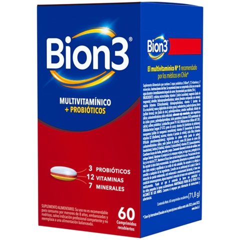 [7500435248747] Bion 3 (10 mill. UFC/ 12 Vit/ 7 Min) 60 Comprimidos Recubiertos P&G