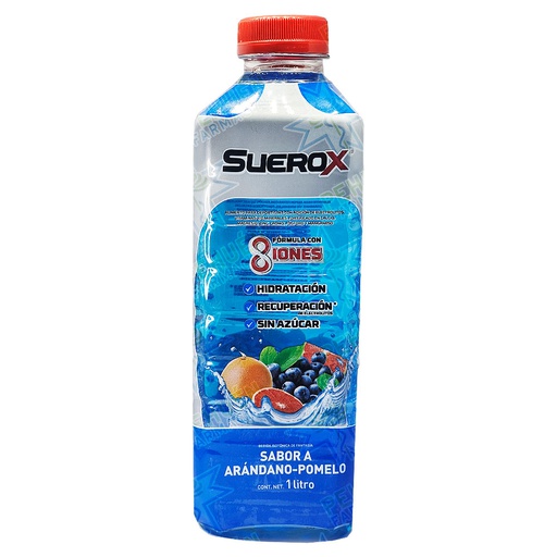 [7804651936076] Suerox 8 Iones Arándano Pomelo Bebida Hidratación 1000 mL Genomma Lab