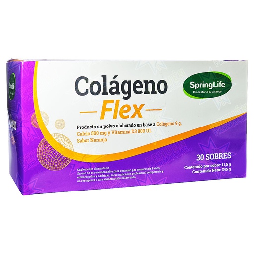 [7805633025016] Colágeno Flex (9.000 mg/500 mg/800 UI) Polvo para Suspensión Oral 30 Sachets SpringLife
