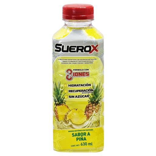 [7804651935574] Suerox 8 Iones Piña Bebida Hidratación 630 mL Genomma Lab