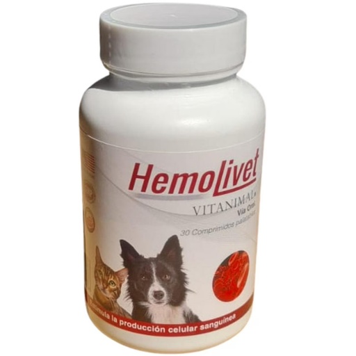[799192529283] Hemolivet Perro/Gato 30 Comprimidos Vitanimal