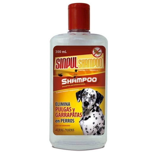 [7800006001550] Sinpul Shampoo Antiparasitario para Perros (1%/0.1%) 300 mL Drag Pharma