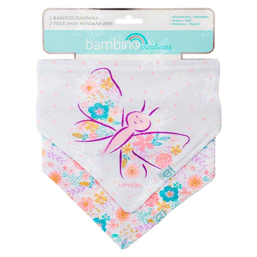 [7804995132974] Bambino Babero Bandana Rosado Algodón 2 Unidades