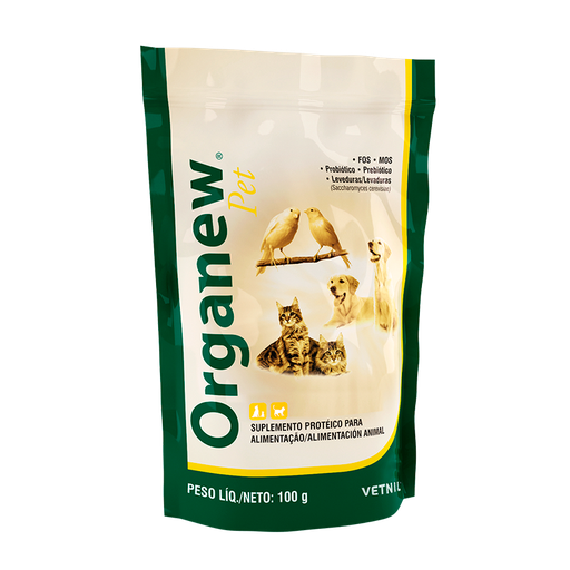 [7898053599502] Organew Pet Probióticos - Prebióticos - FOS - MOS Gatos/Perros/Aves 100 g Vetnil