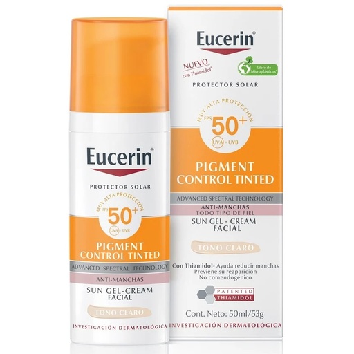 [4005900902566] Eucerin Sun Pigment Control Bloqueador Gel Crema con Color Tono Claro FPS 50+ Anti-Manchas 50 mL Beiersdorf