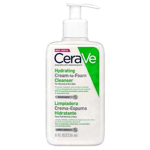 [3337875743563] CeraVe Crema Espumosa Limpiadora Hidratante Piel Normal a Seca 236 mL
