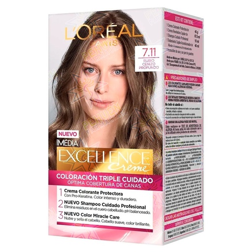 [7509552911794] Excellence Creme 7.11 Rubio Ceniza Profundo Tintura Permanente L'oreal
