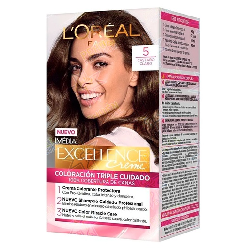 [7501027275080] Excellence Creme 5 Castaño Claro Tintura Permanente L'oreal