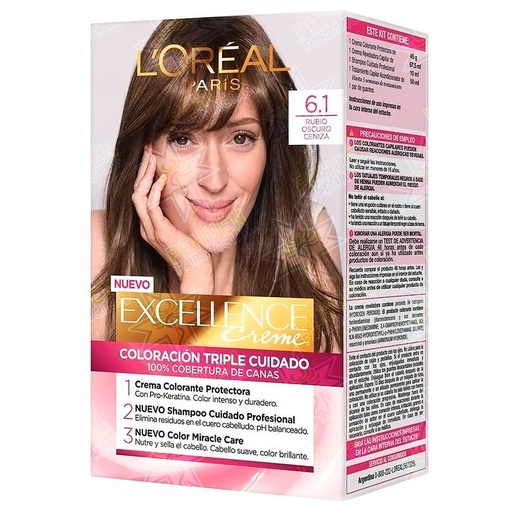 [7501027275134] Excellence Creme 6.1 Rubio Oscuro Cenizo Tintura Permanente L'oreal