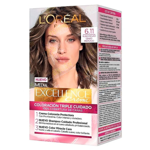 [7509552911824] Excellence Creme 6.11 Rubio Oscuro Ceniza Profundo Tintura Permanente L'oreal