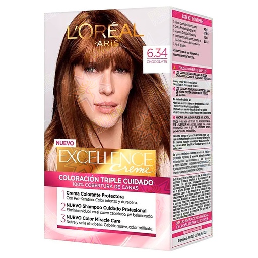 [7506078917491] Excellence Creme 6.34 Rubio Oscuro Chocolate Tintura Permanente L'oreal